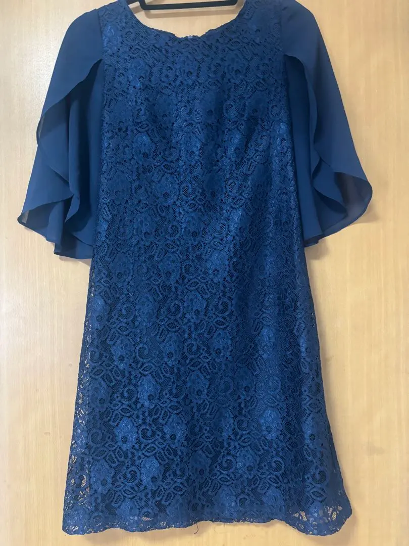 Thumbnail of Navy Lace Dress, Size M, Flare Sleeves