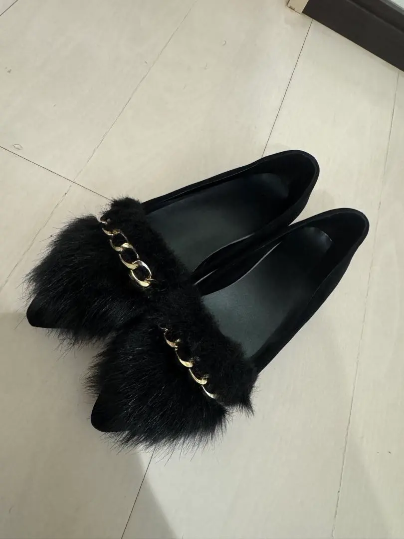 Thumbnail of GRL Suede Eco-Fur Pumps with Chain gd775