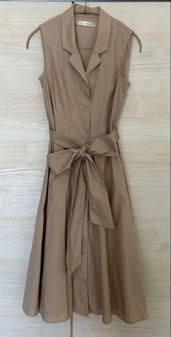 Thumbnail of Kobe Lettuce Sleeveless Shirt Dress, Beige