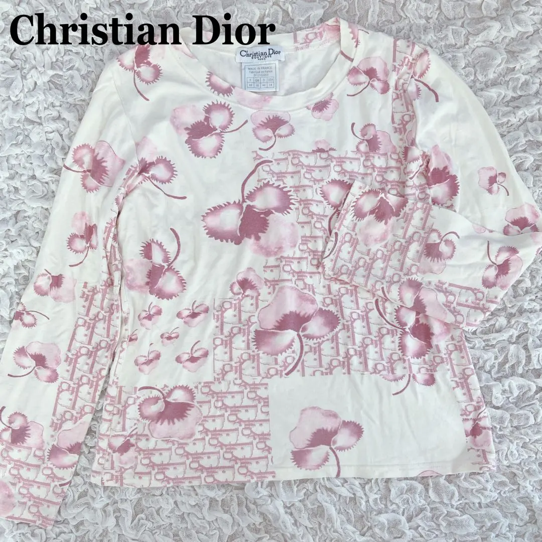 【美品】Christian Dior ロゴプリント 総柄 長袖 T シャツ 2025年最新】クリスチャンディオール 柄・デザイン：プリント