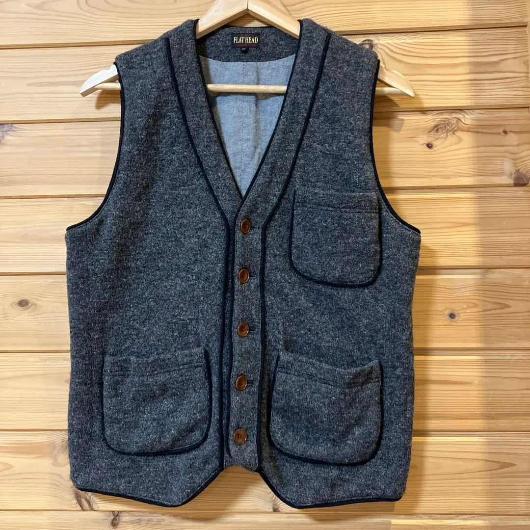 フラットヘッド R.J.B Steady Blue ベスト サイズ40 R.J.B アールジェイビー STEADY BLUE フラットヘッド 2重織り
