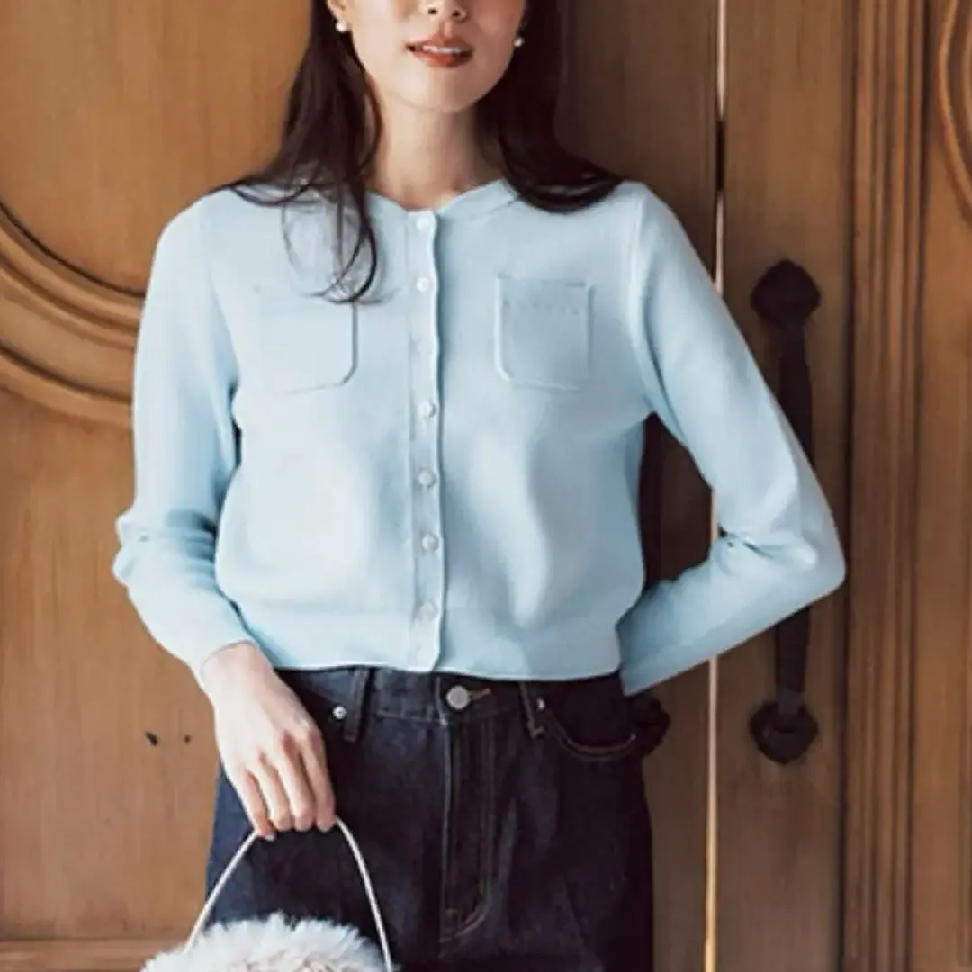 2025年最新】l'aube blanc コンパクトクルーネックカーディガン