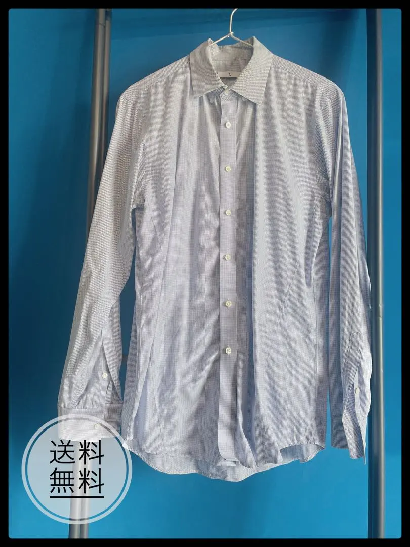 Thumbnail of [+J] Blue Check Long Sleeve Dress Shirt