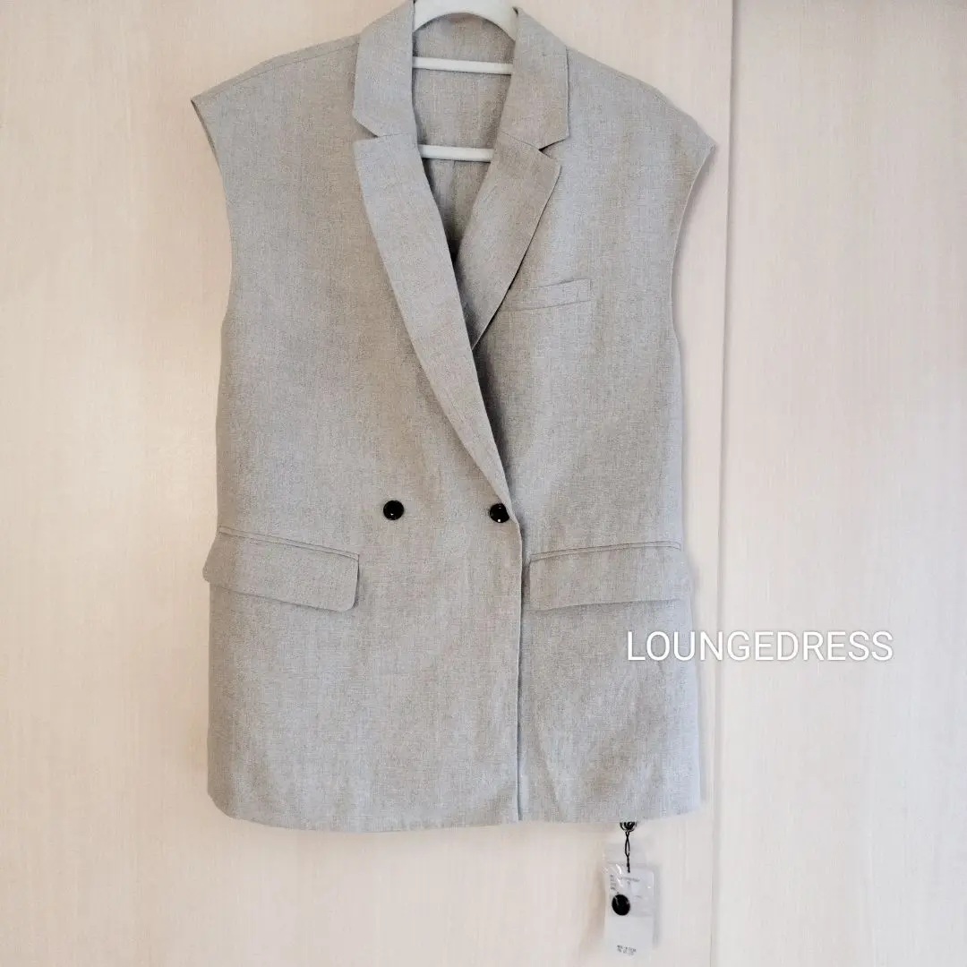新品未使用✨loungedress テーラードジャケット ダブルボタン リネン Loungedress】リネンダブルジャケット | OUTLET(アウトレット