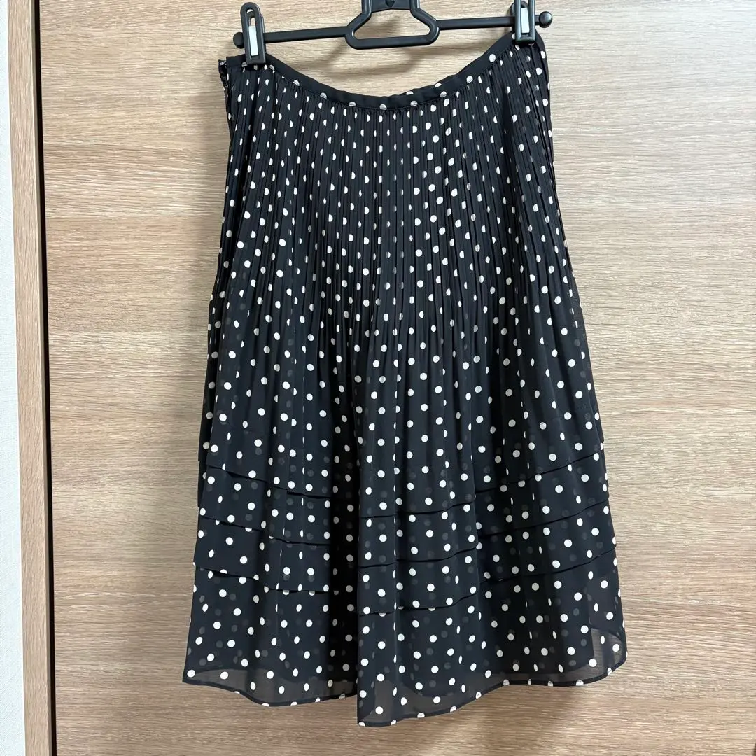 Thumbnail of GRAYISH flared skirt, black and white polka dots