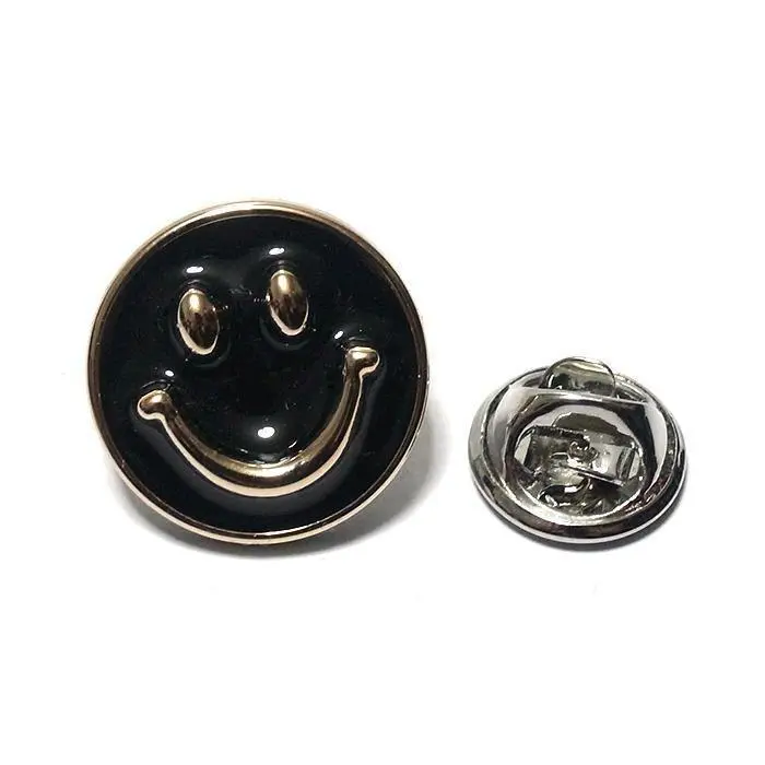 pin-1821　翻領別針★胸針　笑臉　笑臉符號　黑色 的縮圖