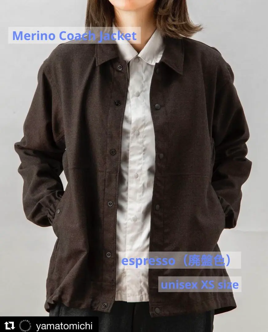 美品　山と道　メリノ　コーチジャケット　L メンズ　ユニセックス　ブルー 山と道 / MERINO COACH JACKET（UNISEX） | st. valley house