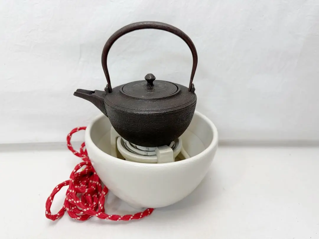 ほぼ未使用 茶道具 今井康人作 織部 野々田電熱器 瓶掛 小釜2点