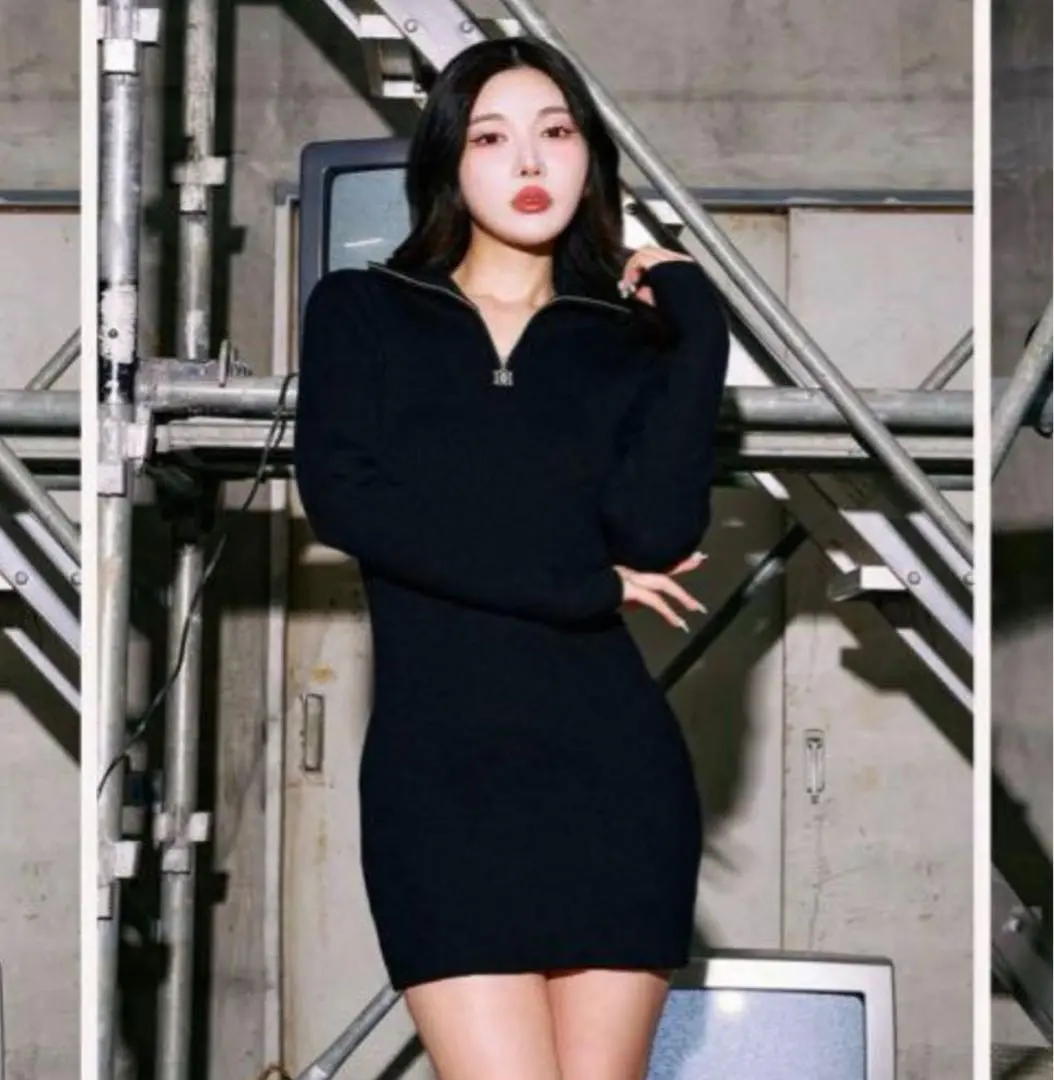 Darich 半拉鍊羅紋針織迷你連衣裙 的縮圖