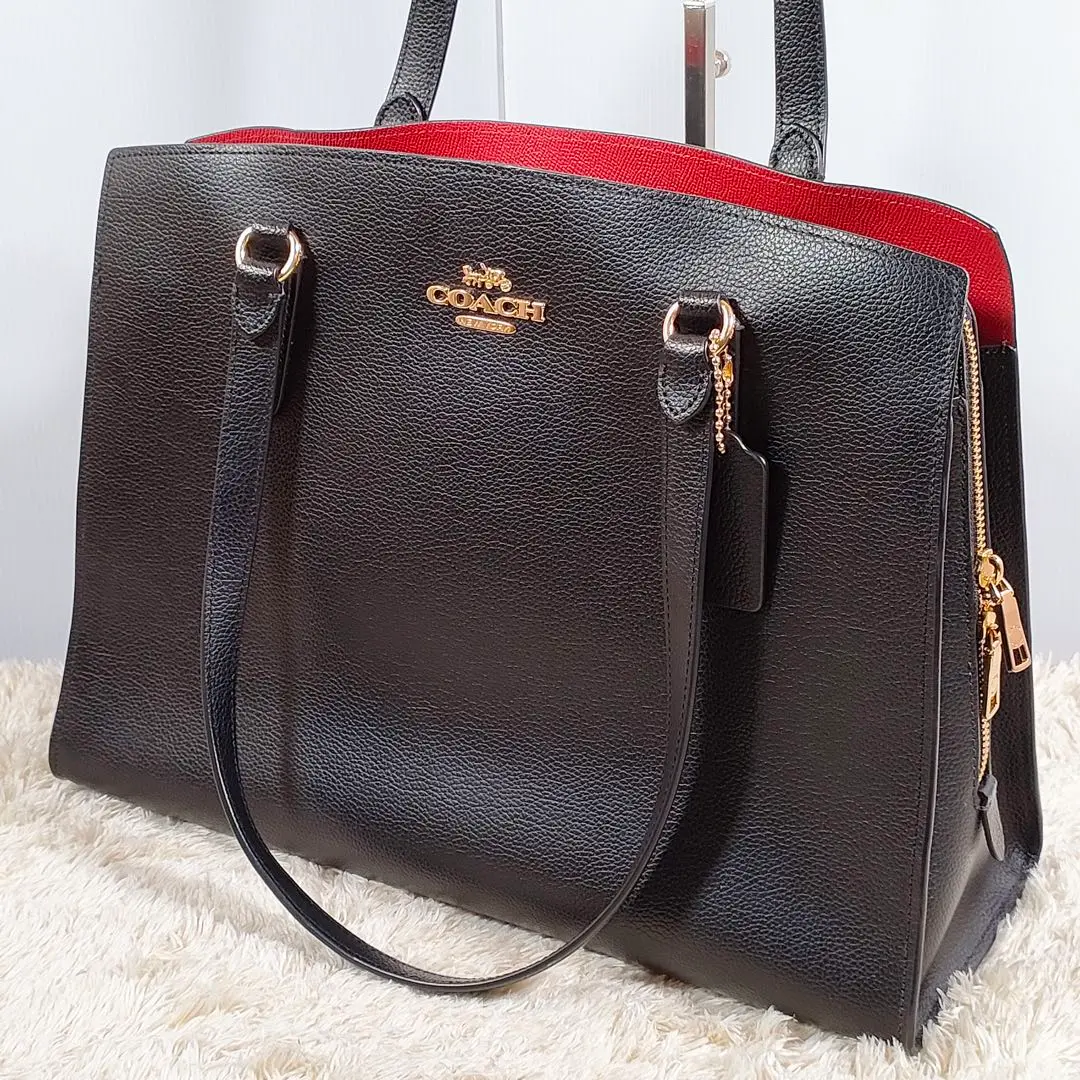 未使用級★ COACH C4077 テイタム キャリーオール40 A4収納可 黒 テイタム キャリーオール 40 ハンドバック&サッチェル