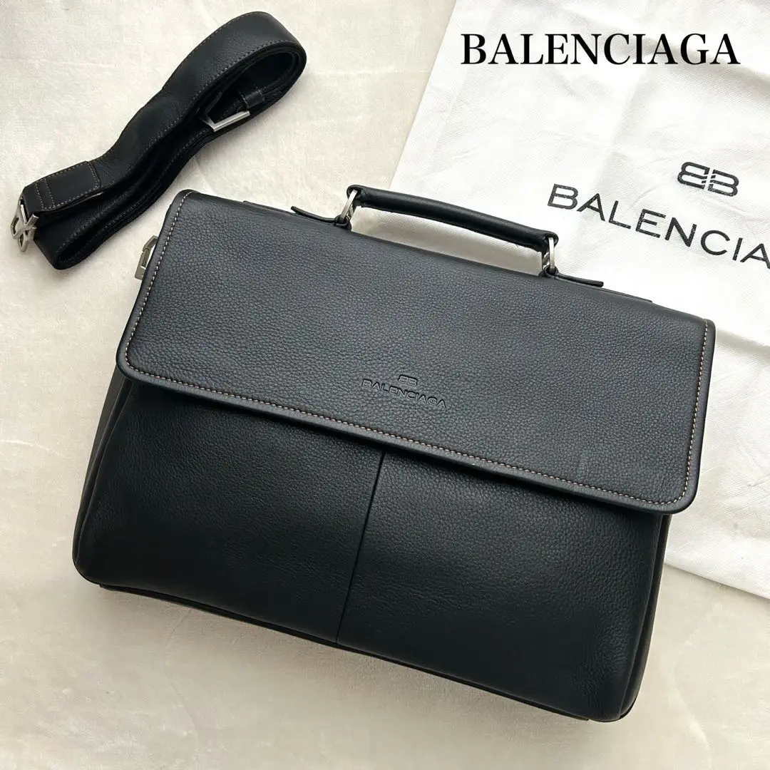 【希少】バレンシアガ　ビジネスバッグ　2way　BB 　ロゴ型押し　レザー　黒 2025年最新】BALENCIAGA メンズ ビジネスバッグの人気アイテム