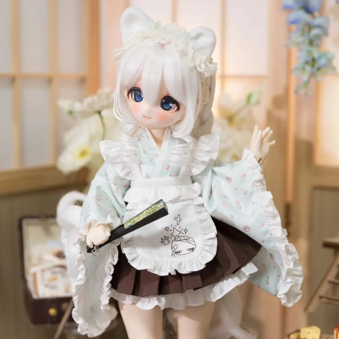 ドール用 猫耳【黒】 ケモ耳 1/3～1/4サイズ兼用 キャストドール M+V STUDIO 1/4ドール MDD セット メイド服 猫耳 ロングスカート