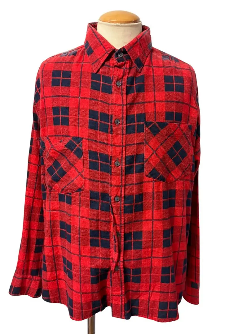 Thumbnail of Grunge USA Vintage Print Flannel Shirt L Red Black xpv