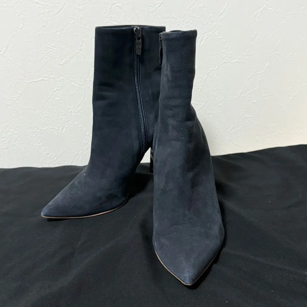 Thumbnail of DIANA - Navy Suede Zipper Boots - 22.5cm
