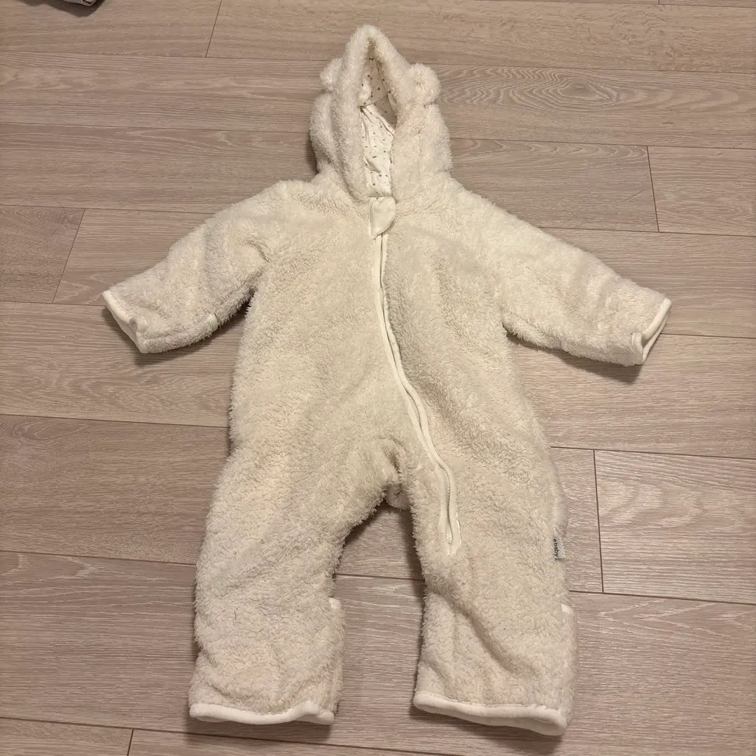 寶寶 連身帽 白色 的縮圖