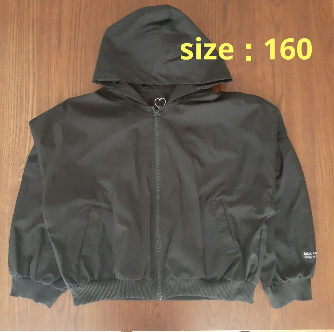 Thumbnail of Hooded black jacket, size 160, for junior kids, girls