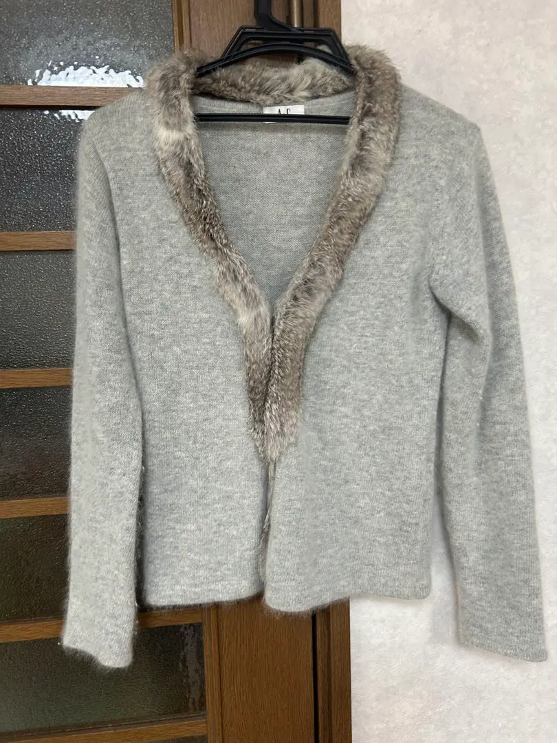 Thumbnail of Gray cardigan with rabbit fur, size M