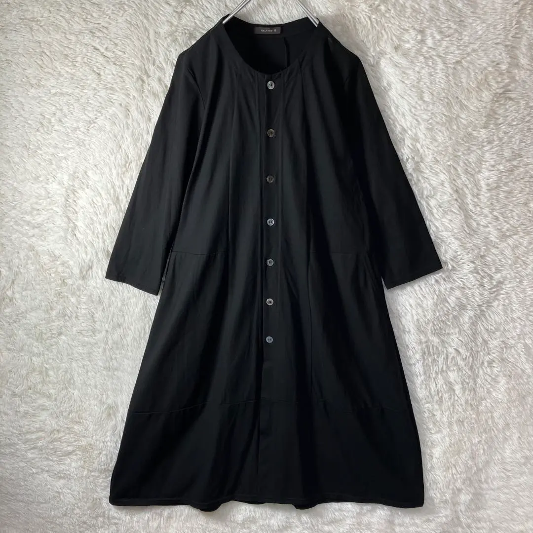 美品 HALF-NOTE 長版洋裝 A字裙 日本製造 黑色 黑 M 的縮圖