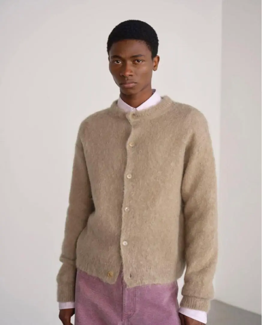 トップス BRUSHED SUPER KIDMOHAIR KNIT CARDIGAN AURALEE BRUSHED SUPER KID MOHAIR KNIT CARDIGAN INK BLACK