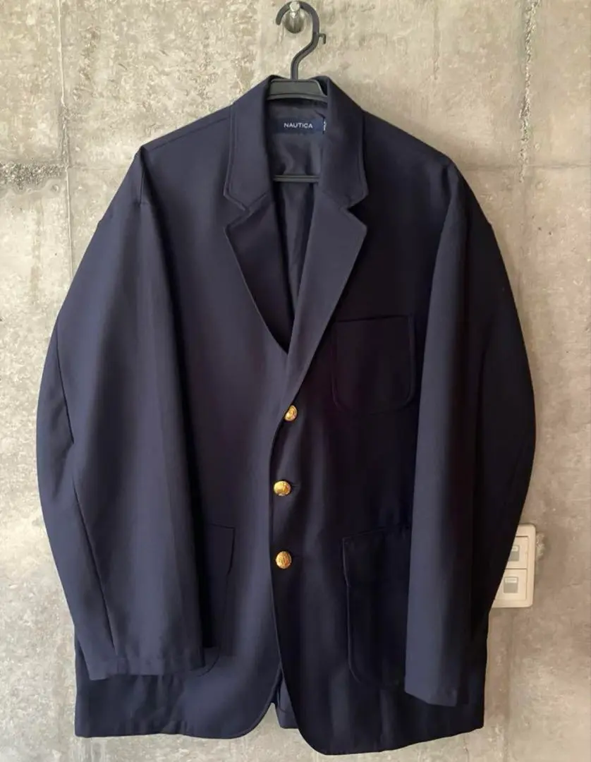 NAUTICA ネイビーブレザー3Bジャケット L NAUTICA ノーティカ 22SS 3B テーラードジャケット 紺ブレ 金