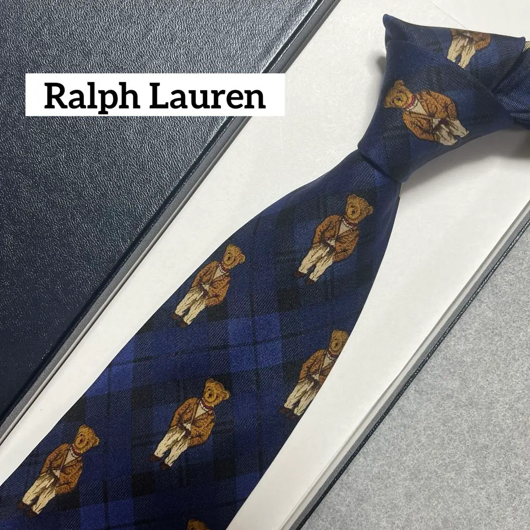 ヴィンテージ　Ralph Lauren ポロベア柄 ネクタイ Polo ベア シルクリネン タイ （ネクタイ）｜POLO RALPH LAUREN