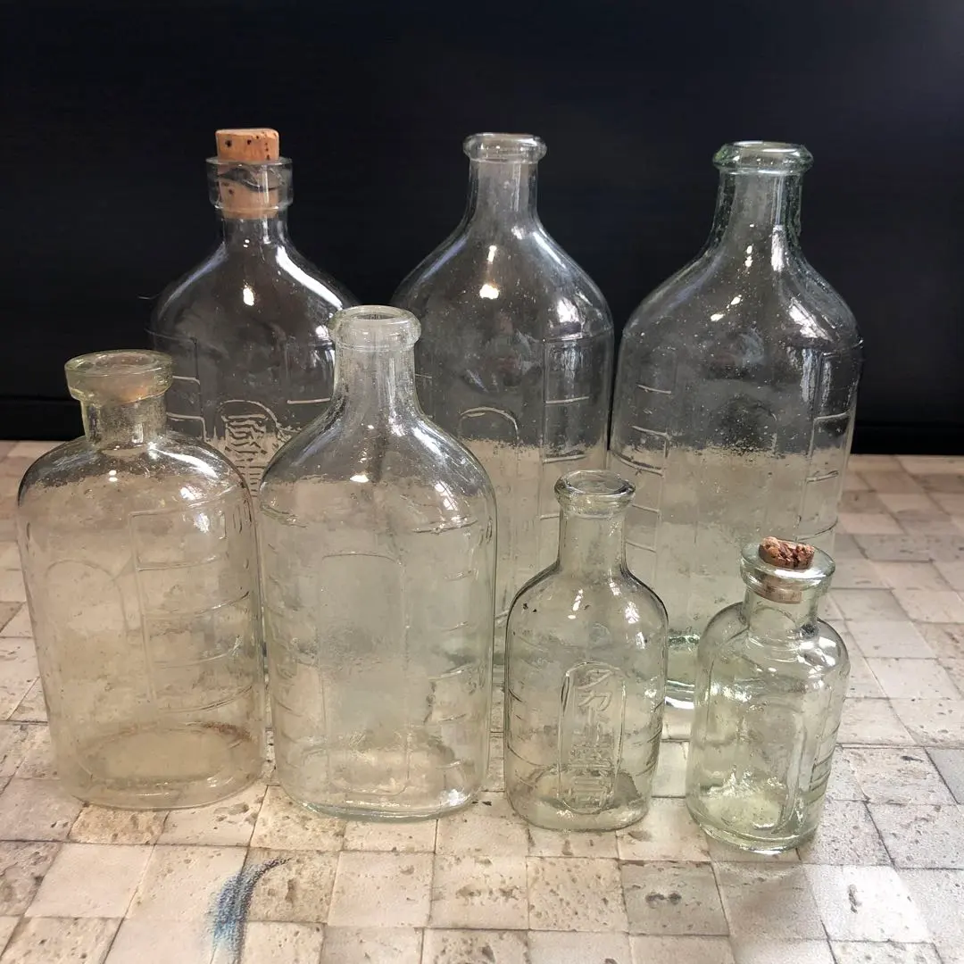 Thumbnail of Showa Retro Antique Medicine Bottles Early Taisho/Showa Era Colored Glass