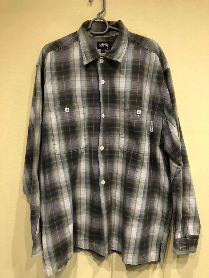 old stussy オンブレシャツ 90s usa製 90s old stussy オンブレチェック ネルシャツ USA製 白タグ（USA
