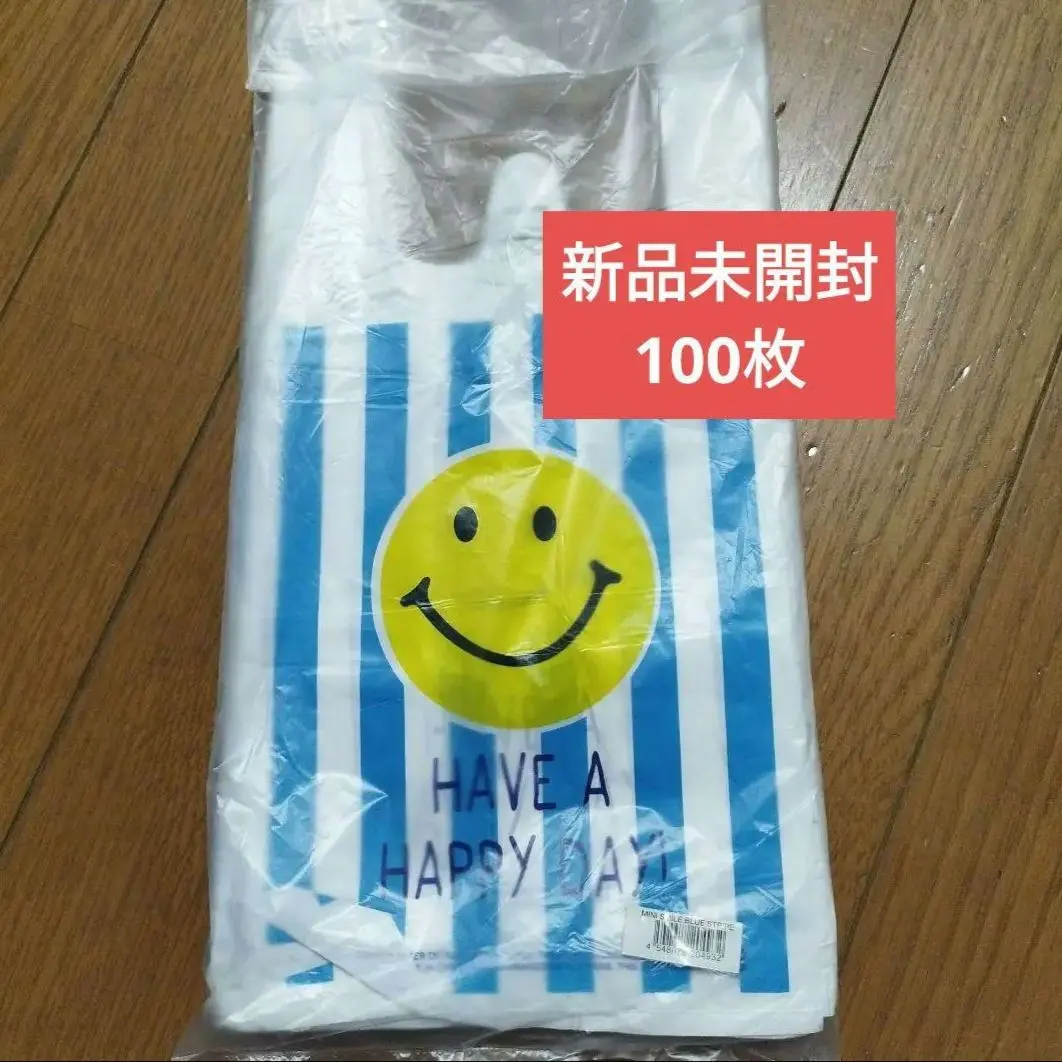 確認用799円100枚 レジ袋ニコちゃんスマイル　スマイリー　サンキューシール 2025年最新】スマイル サンキュー レジ袋の人気アイテム - メルカリ