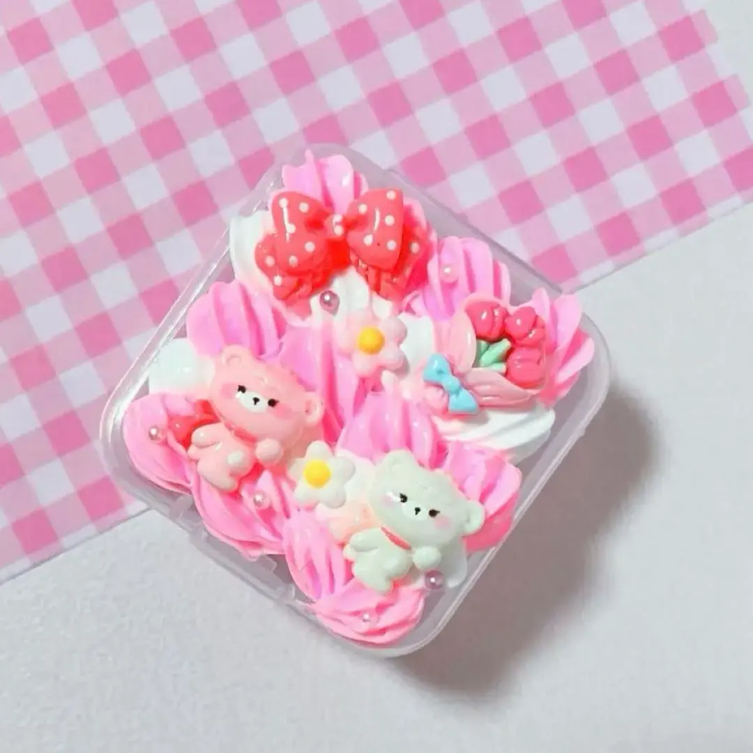 Thumbnail of Whipped Cream Deco ⭐︎ Small Case Mini ⭐︎ Pink Bear Ribbon