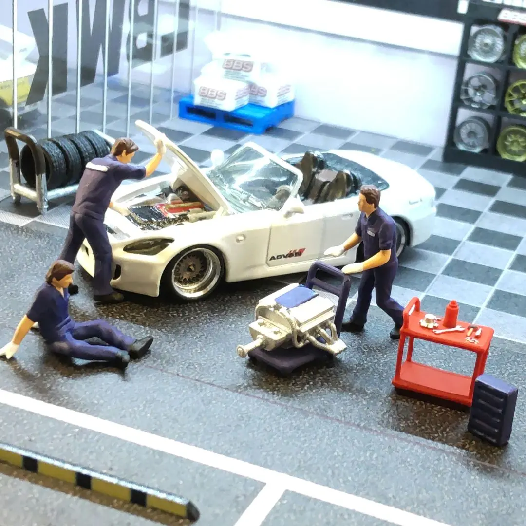 1/64 女性整備士 フィギュア 5点セット 1/64スケールのミニカーにぴったりなミニフィギュアMOREARTの