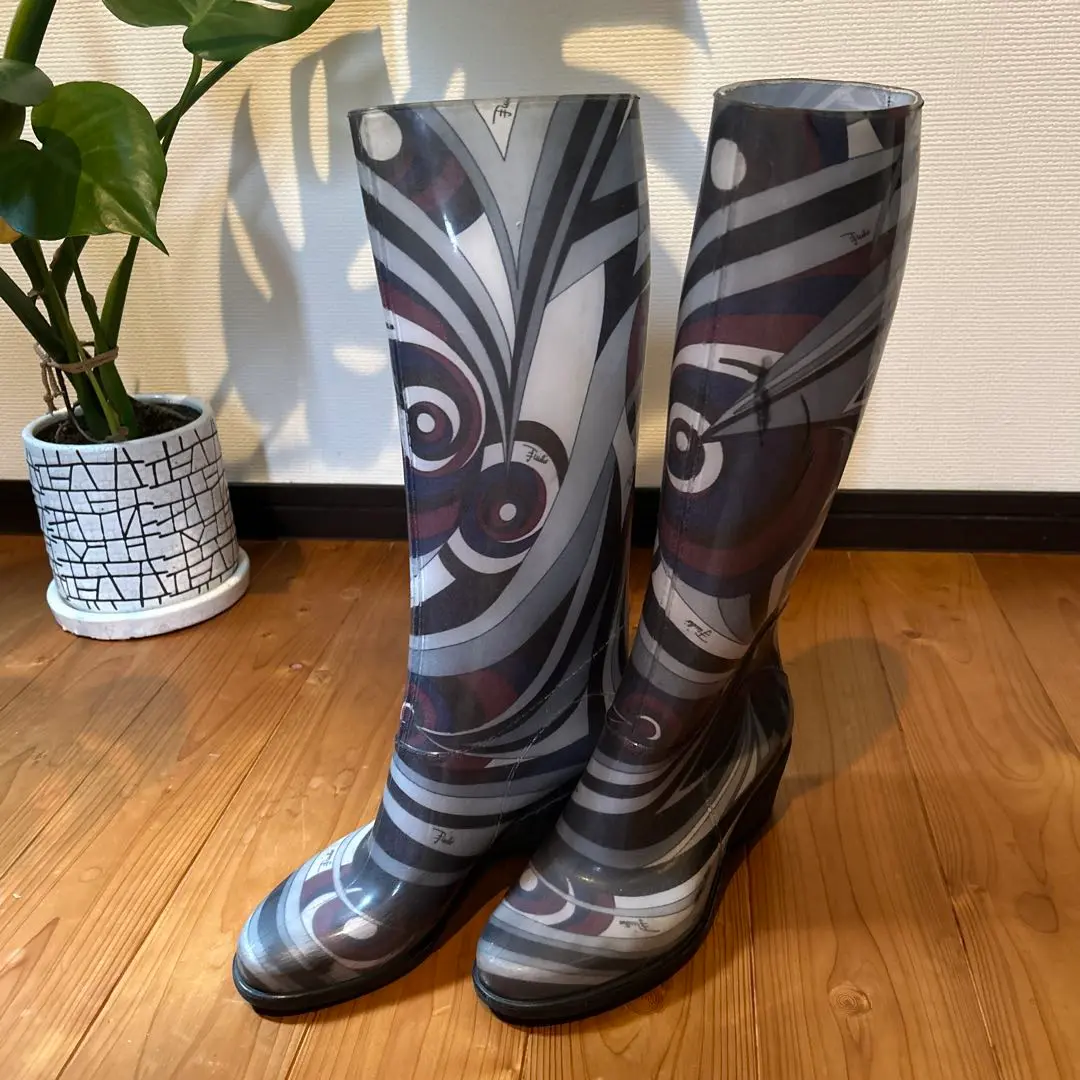 美品★エミリオプッチ 【EMILLOPUCCI】レインブーツ  38 エミリオプッチ レインブーツ 38 マルチカラー ITFTFABBQGYW