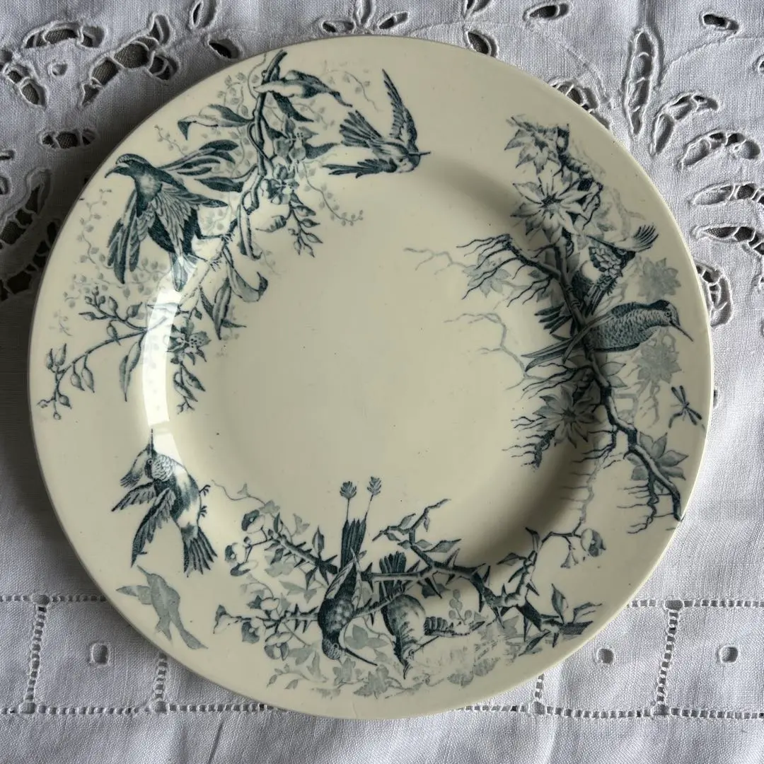 美品フランスアンティーク　リュネビル窯　Lunéville 四十雀の絵皿 美品フランスアンティーク リュネビル窯 Lunéville 四十雀の絵皿