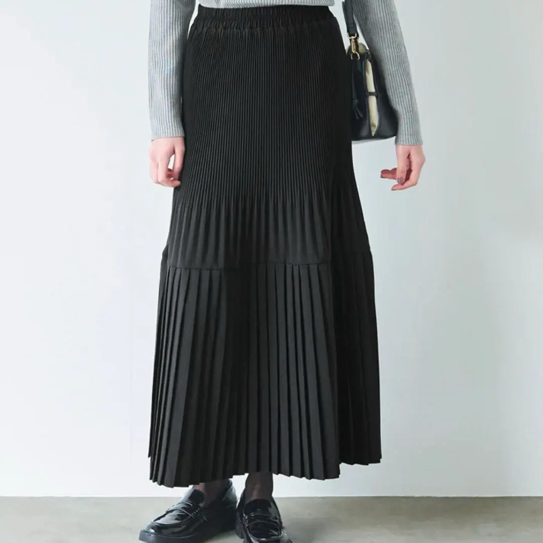 Thumbnail of New with tags: coca Pleated Panel Long Skirt - Black - Short Length