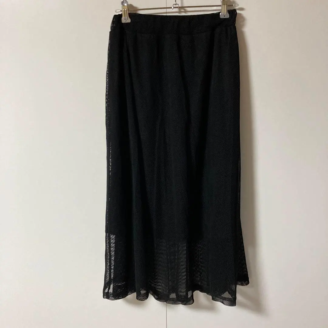 Thumbnail of WEGO Black Mesh Flare Skirt