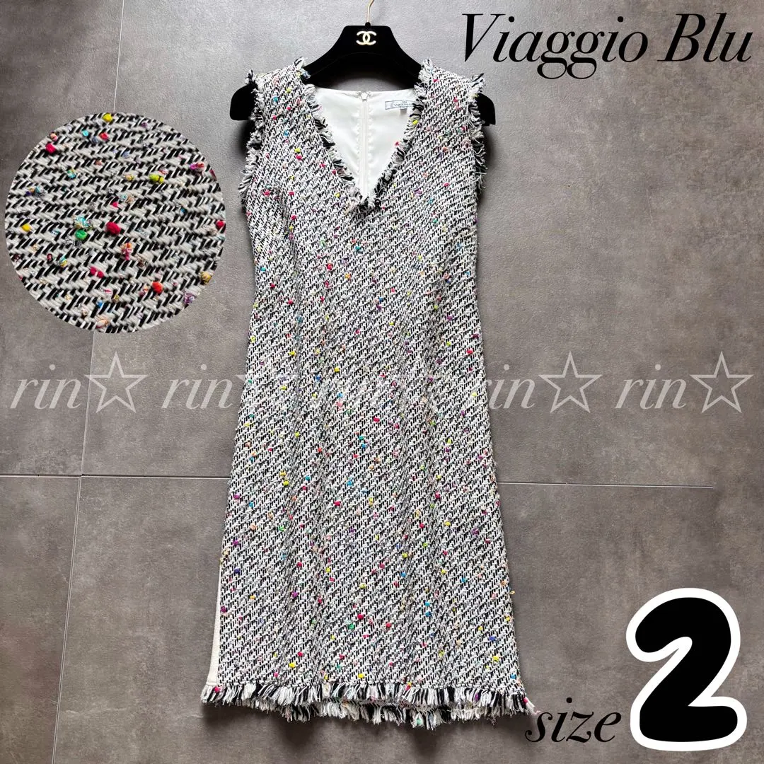 Viaggio blu 無袖 粗花呢連衣裙 流蘇 亮片 2 的縮圖