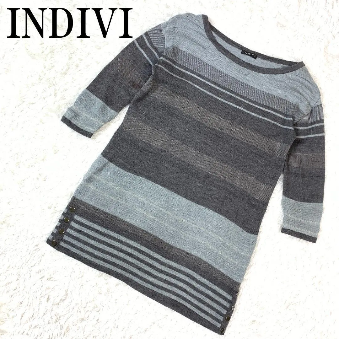 Thumbnail of INDIVI Tunic Knit, Border, Gray系, 38, B7338