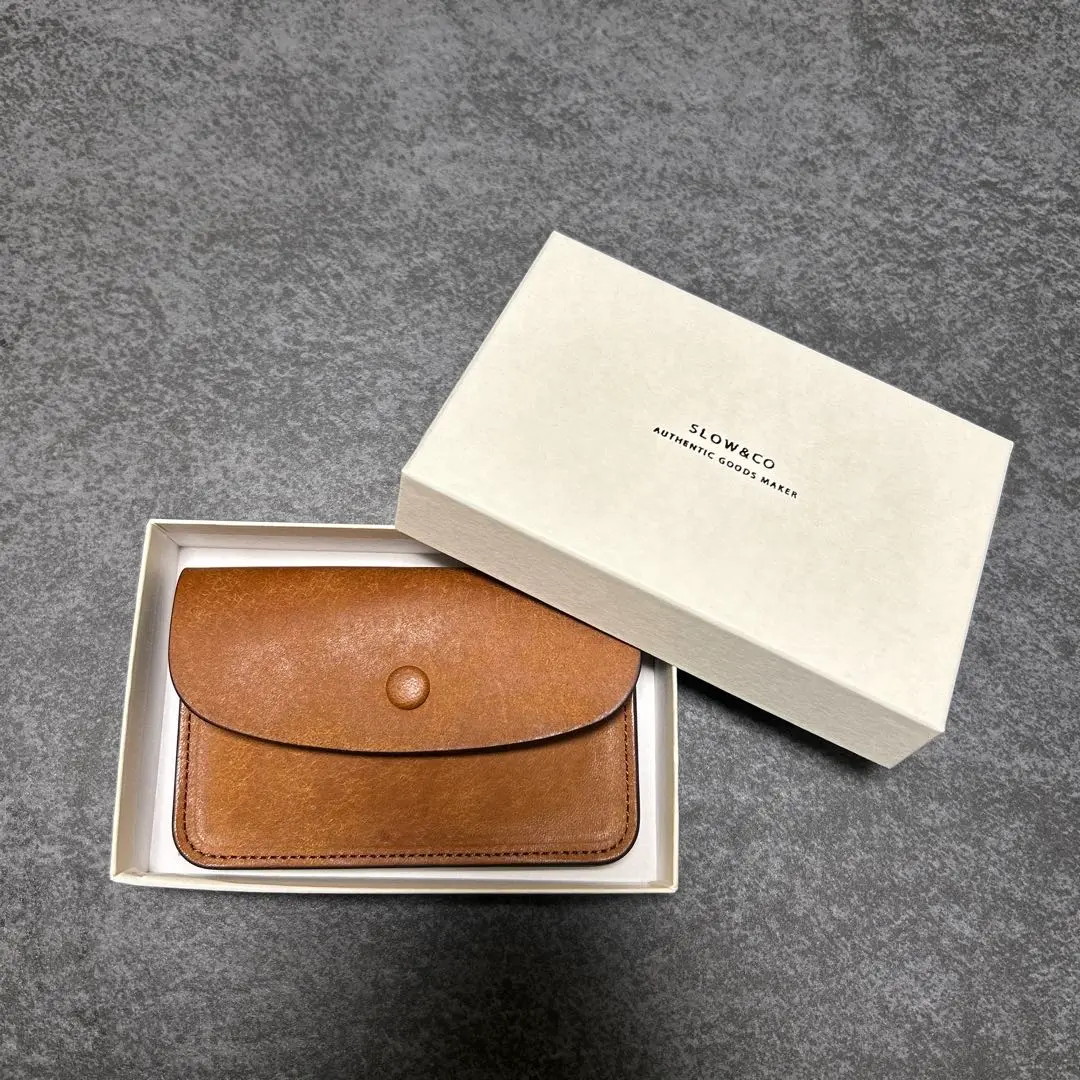 （新品、未使用）SLOWCO ブラウン レザー 名刺入れ 新品、未使用）SLOWCO ブラウン レザー 名刺入れ