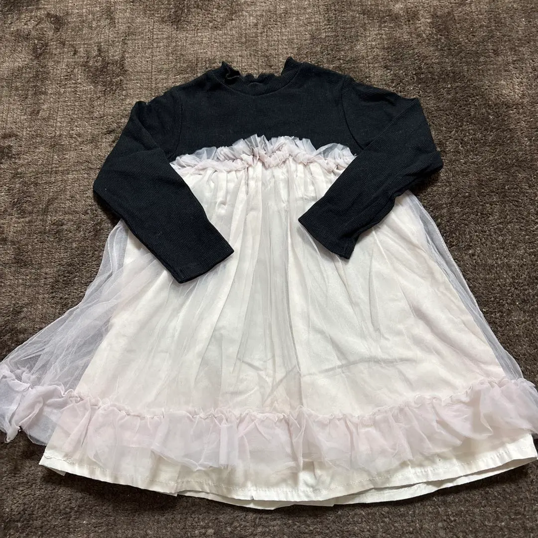 Thumbnail of petit main Black and white frilled dress, 90cm