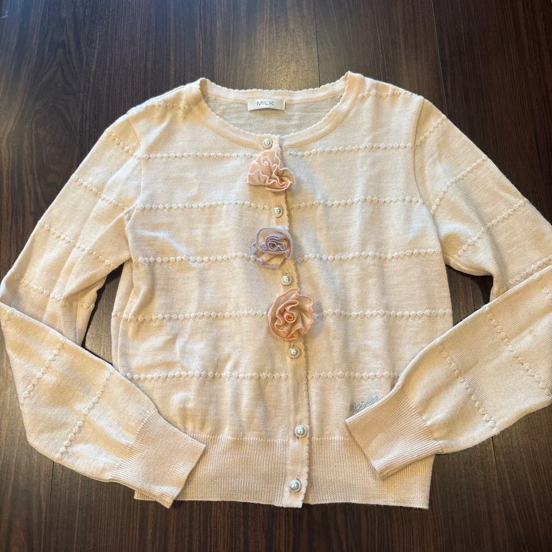 Thumbnail of MILK Flower Button Beige Cardigan