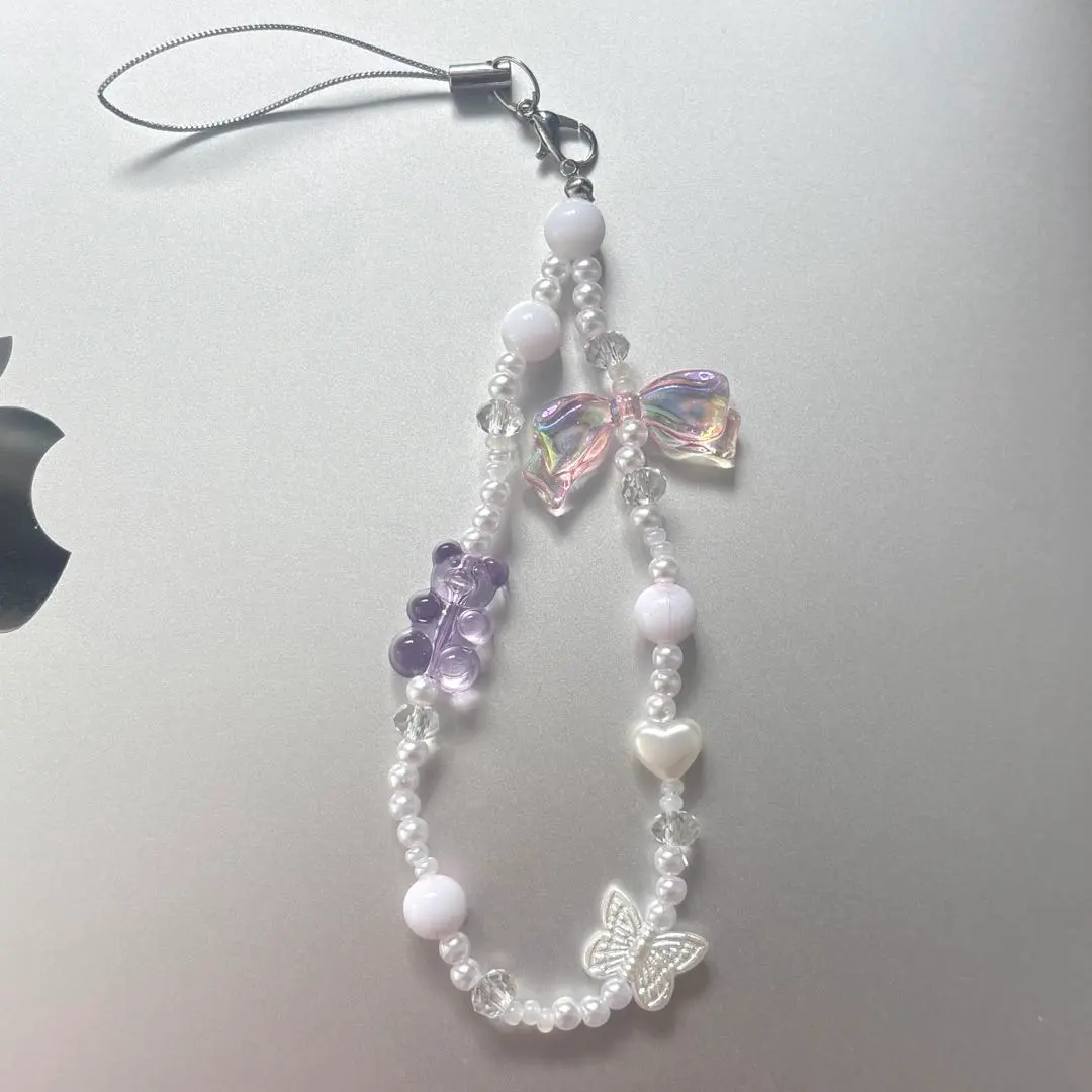 Thumbnail of 756 Korean beaded keychain beaded strap ballet core camera ribbon