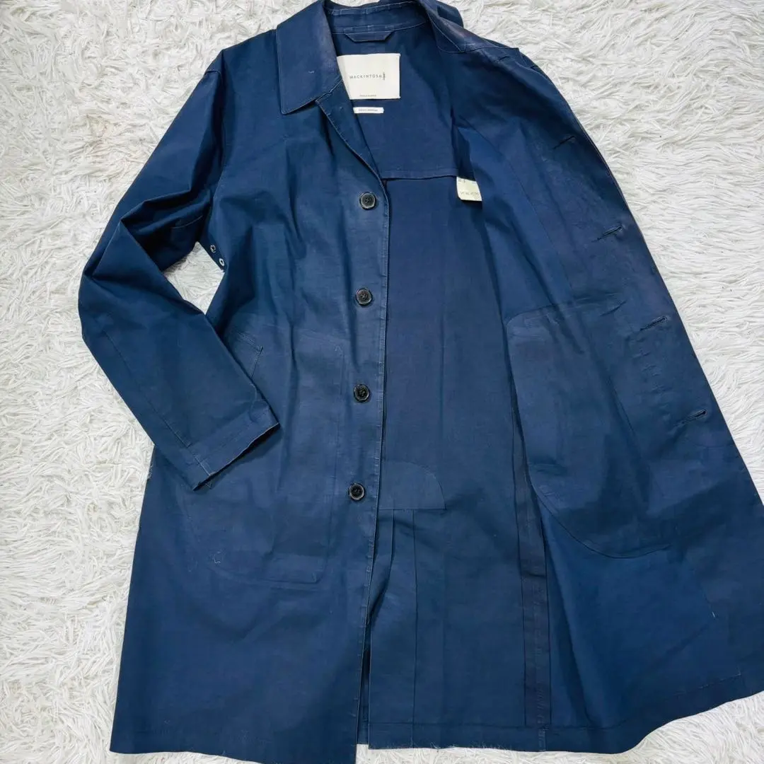 【現行】カシミヤ混　マッキントッシュロンドン ダンケルド　ゴム引きコート　紺　M 現行】カシミヤ混マッキントッシュロンドン ダンケルドゴム引き