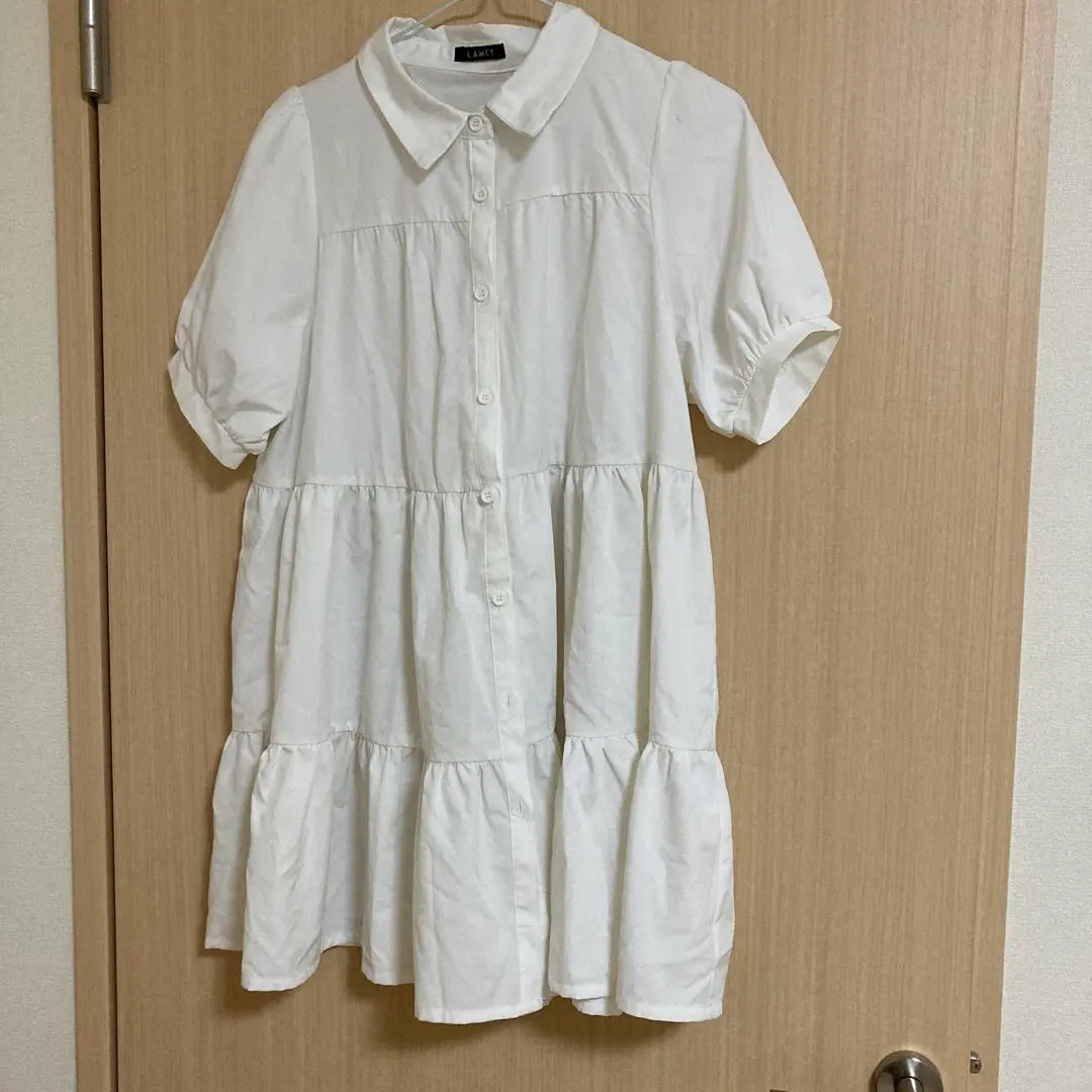 Thumbnail of White shirt dress, short sleeve, tiered