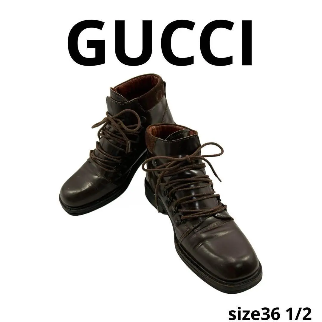 美品 GUCCI ハイカット レースアップブーツ マウンテンブーツ サイズ7.5 美品 GUCCI ハイカット レースアップブーツ マウンテンブーツ