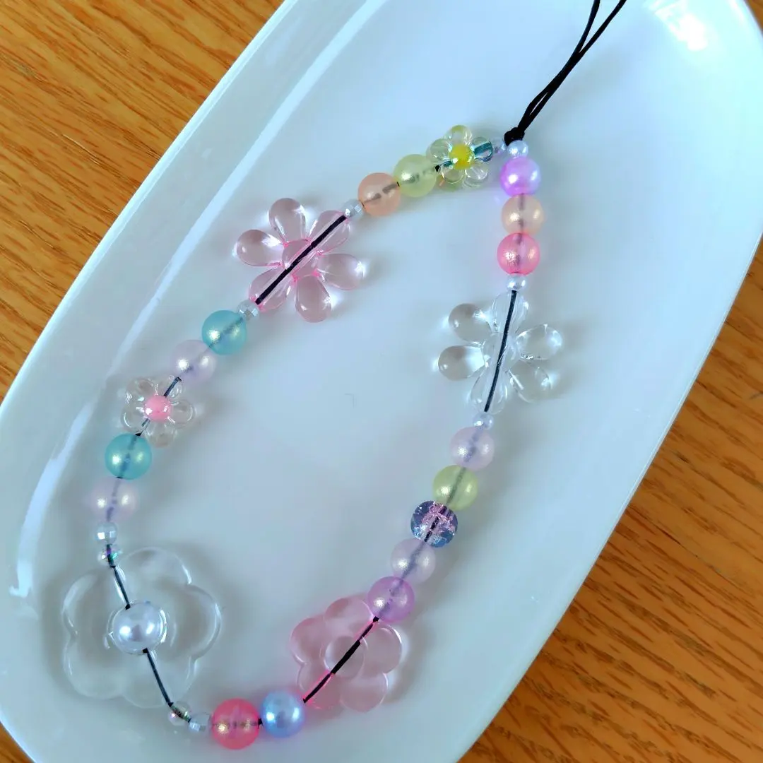 Thumbnail of Colorful Flower Bead Smartphone Strap