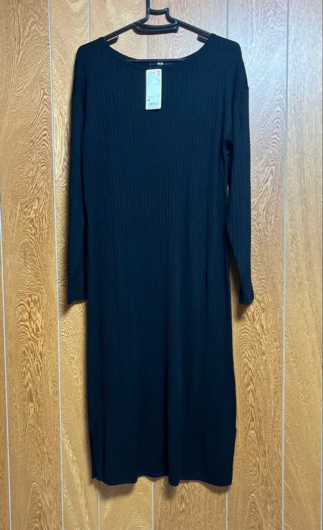 Thumbnail of Uniqlo Merino Blend Boat Neck Dress Long Sleeve Black