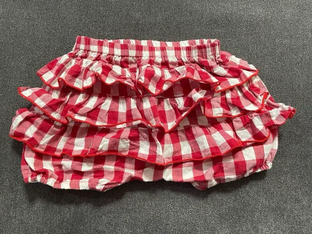 Thumbnail of Bijoux & Bee Red and White Checkered Frill Skirt Pants