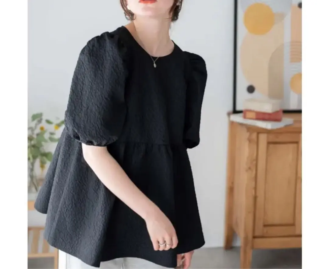 Thumbnail of Price reduced! WEGO Flower Jacquard Back Ribbon Blouse - Women's F