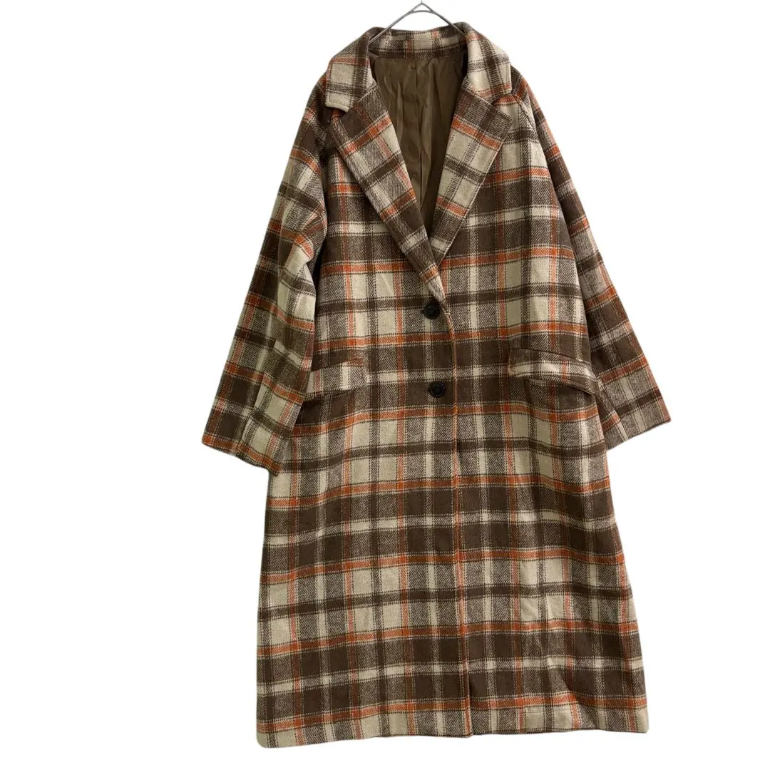 Thumbnail of New, Unused, with Tags, Retro Girl, Long Coat, Brown, Checkered