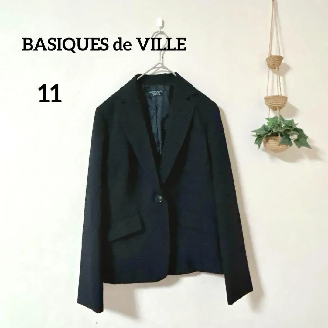 BASIQUES de VILLE ウォッシャブル 2パンツ 3点スーツ 13号 パンツウォッシャブル】スーツ 防しわ・プリーツ加工 ストレッチ
