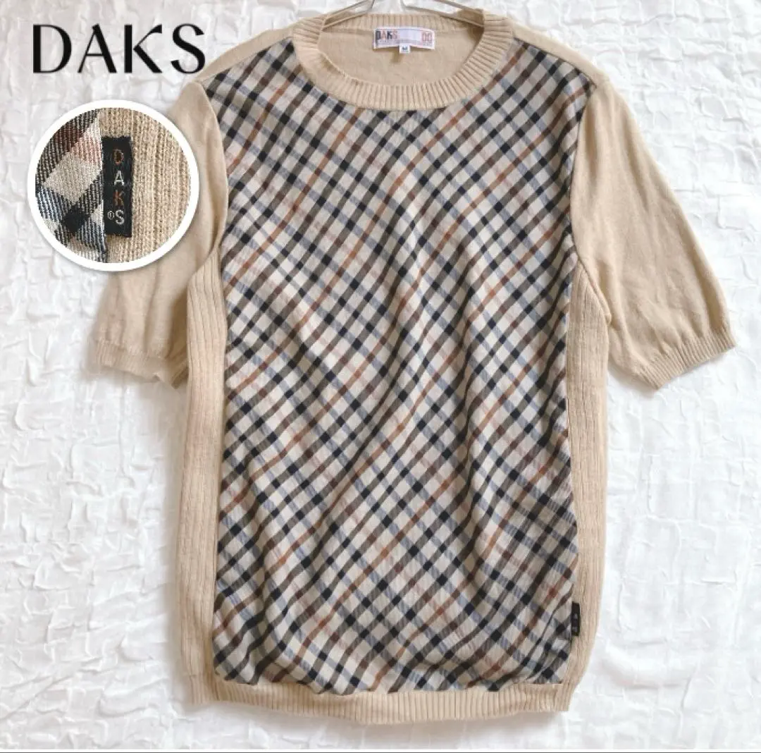Thumbnail of DAKS House Check ✨ Elegant Summer Knit Sweater Made in Japan with Logo